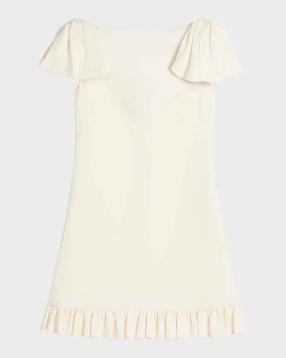 Ruffle Sleeve Wool Mini Dress